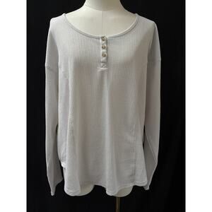Women’s Stitch & Pine White Waffle Patterned Long Sleeve Top Sz XL